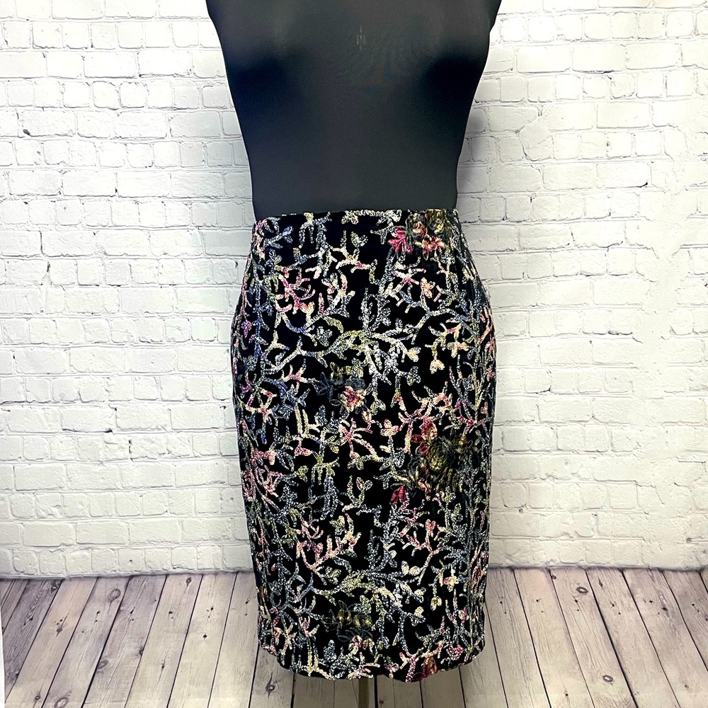 NWT New Tahari Velour & Sequin Embroidered Skirt